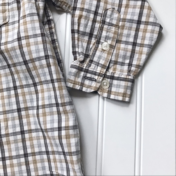 •Children’s Place• brown plaid poplin shirt - Picture 3 of 6
